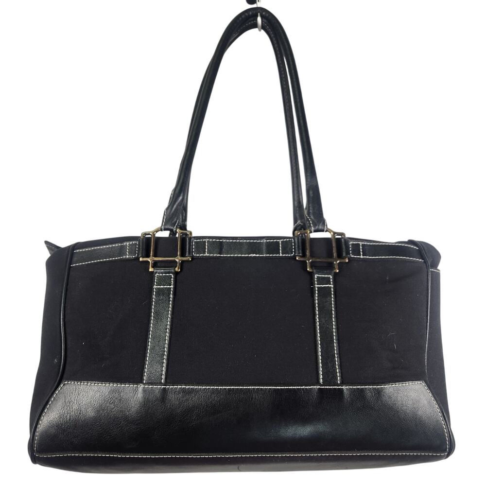 Oughton Black Canvas and Leather Shoulder Bag. This is a great bag.